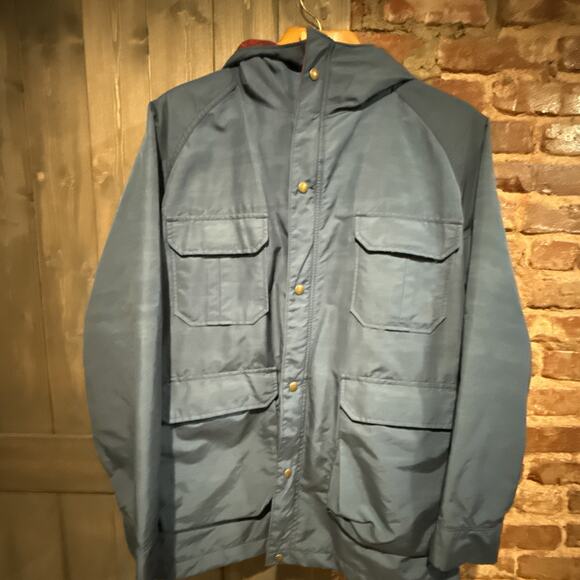 VINTAGE Woolrich Parka Mens L Hooded Wool Blanket lined Gorpcore blue ski alpine - Picture 11 of 12